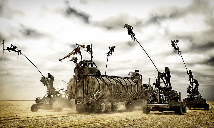 máquina, desierto, persecución, camión, guerreros, Mad Max, Fury Road, Road rage, Fondo de pantalla HD