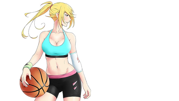 anime meninas, loira, basquete, esportes, Oshino Shinobu, série Monogatari, HD papel de parede