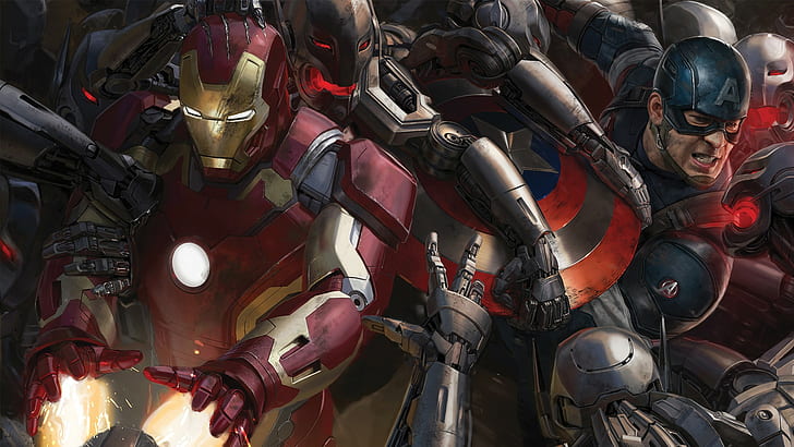Homem de Ferro, Capitão América, Os Vingadores, Vingadores: Era de Ultron, HD papel de parede