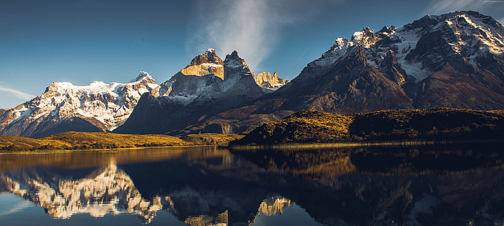 Gri Göl, Şili, Torres del Paine, 5K, dağlar, HD masaüstü duvar kağıdı