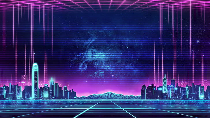 The sun, Night, Music, The city, Background, 80s, 80's, Synth, Retrowave,  HD wallpaper | Wallpaperbetter