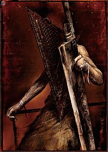 Pyramid Head, Silent Hill, gry wideo, miecz, postacie z gier wideo, horror, Tapety HD HD wallpaper