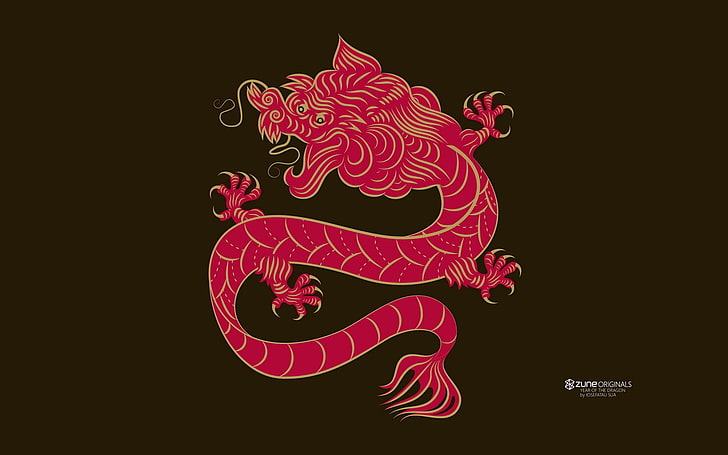 red dragon sticker, chinese dragon, dragon, HD wallpaper