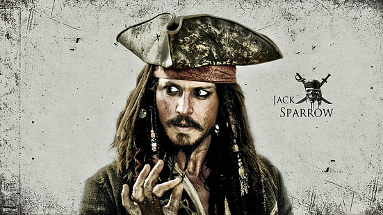 caribe, depp, jack, johnny, pirata, piratas, gorrión, Fondo de pantalla HD HD wallpaper