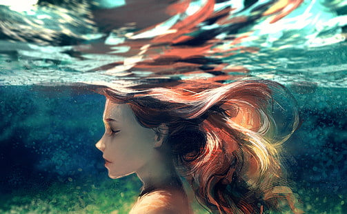 สาวใต้น้ำโดย yuumei, วอลล์เปเปอร์ HD HD wallpaper