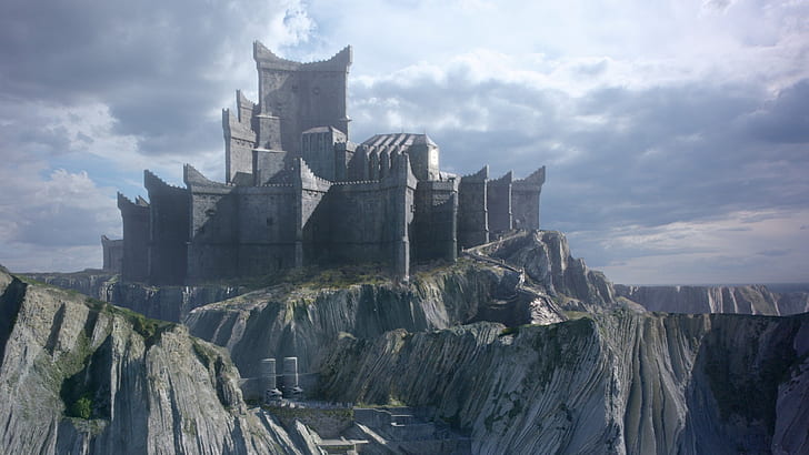 горы, замок, крепость, Драконий камень, Игра престолов 7, HD обои