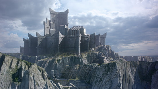 планини, замък, крепост, Драконов камък, Игра на тронове 7, HD тапет HD wallpaper
