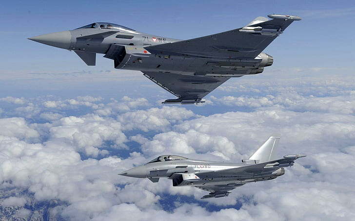 Eurofighter Topan, militer, pelatihan perang, pesawat terbang, pesawat terbang, Wallpaper HD