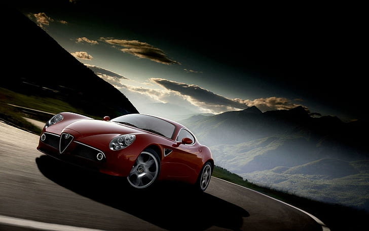 Alfa Romeo 8c Front, alfa, cars, romeo, road, HD wallpaper