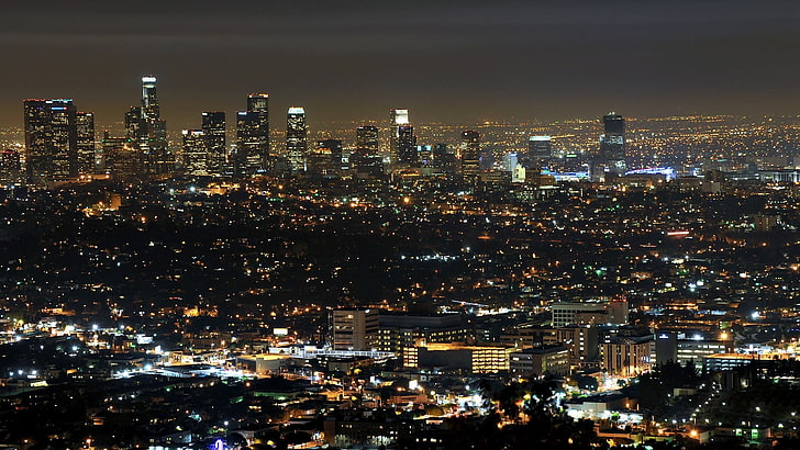 高層ビル、都市、都市景観、ロサンゼルスのパノラマ写真、 HDデスクトップの壁紙