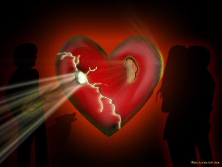 Love HD, hati dengan ilustrasi pasangan, artistik, cinta, Wallpaper HD