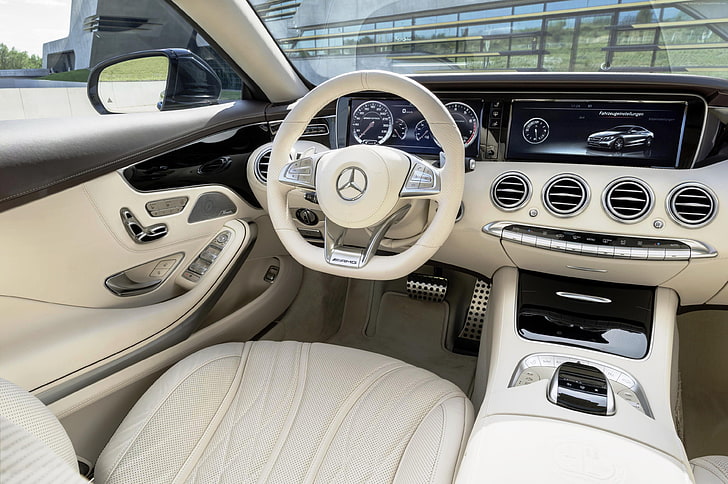 revisión, auto deportivo, Mercedes-Benz S 65 AMG, prueba de manejo, blanco, interior, autos de lujo, Fondo de pantalla HD