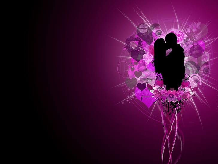 Romantic Love HD, purple heart couple wallpaper, love, romantic, HD wallpaper