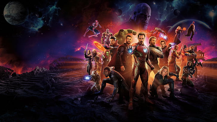 Avengers: Infinity War, demir adam, örümcek adam, Doctor Strange, kaptan amerika, Savaş Makinesi, vizyon, kızıl cadı, şahin, groot, roket, Star-Lord, gamora, thor, drax, Kara Dul, hulk, Kara panter,Okoye, Beyaz Kurt, Bulutsusu, Mantis, Shuri, 4k, 8k, HD masaüstü duvar kağıdı
