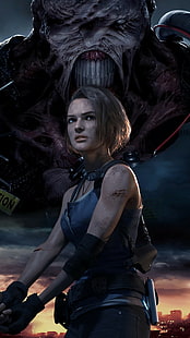 Jill Valentine, Nemesis, Resident Evil, Resident Evil 3, Resident Evil 3 Remake, Resident Evil HD Remaster, arte de videogame, personagens de videogames, garotas de videogame, Terror de videogame, Zumbis de videogame, zumbis, HD papel de parede HD wallpaper