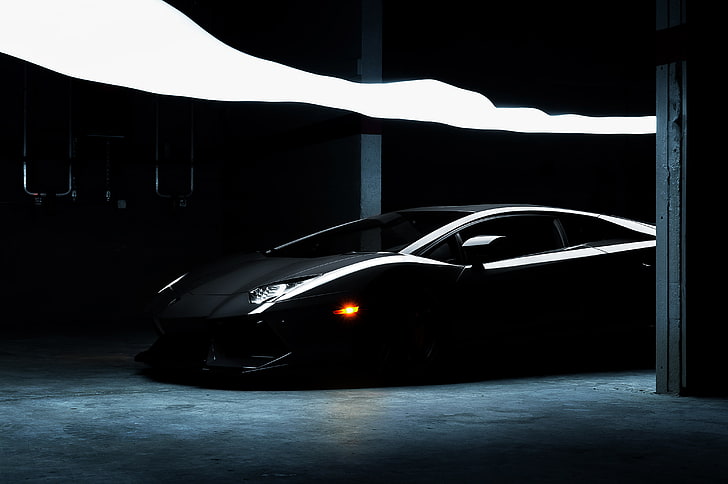 noire super voiture Lamborghini Aventador, lamborghini, aventador, lp700-4, noir, Fond d'écran HD