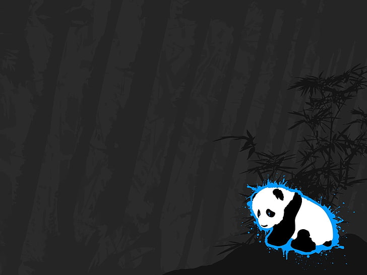 Ilustración de panda blanco y negro, minimalismo, vector, Panda, Fondo de pantalla HD