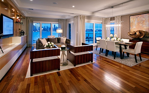 Дизайн интерьера гостиной, мебель, дизайн интерьера, гостиная, HD обои HD wallpaper