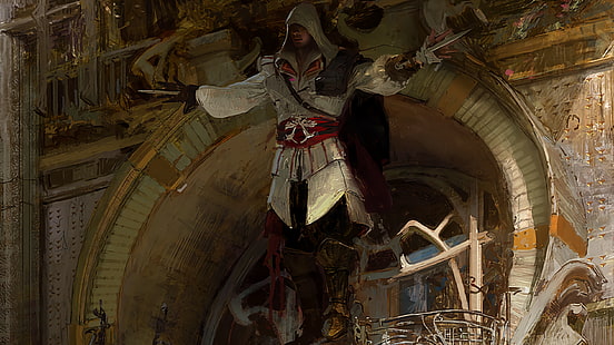 Statue d'Assasin's Creed, Assassin's Creed, Ezio Auditore da Firenze, Assassin's Creed: Fraternité, Fond d'écran HD HD wallpaper
