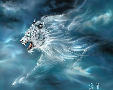 leopardo, leone, tigre, tigre bianca, Sfondo HD HD wallpaper