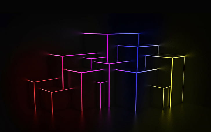Black Box Cube Colour Abstract HD ، مجردة ، رقمية / عمل فني ، أسود ، ملون ، مكعب ، صندوق، خلفية HD
