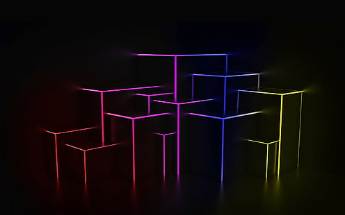 Black Box Cube Colorful Abstract HD, abstract, digital / artwork, black, colourful, cubo, box, Sfondo HD HD wallpaper