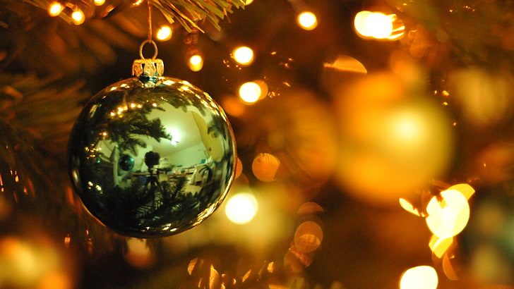 adornos, bola, luces, navidad, HD papel de parede