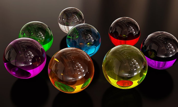 ดูหมิ่นของเล่นหินอ่อนคละสี 3D ลูกบอลสีสันสดใส, วอลล์เปเปอร์ HD