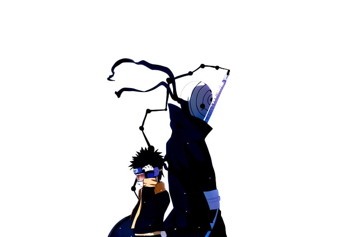 Illustration Obito Uchiha, Naruto Shippuuden, Uchiha Obito, Manga, Anime, Tobi, weißer Hintergrund, HD-Hintergrundbild
