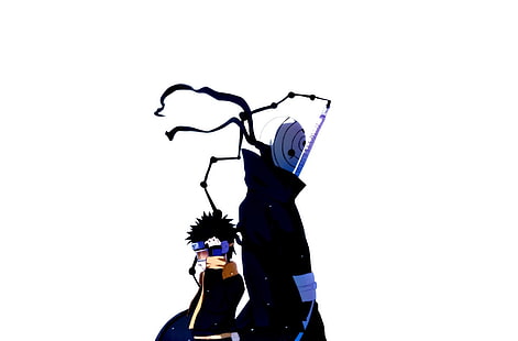Illustration d'Obito Uchiha, Naruto Shippuuden, Uchiha Obito, manga, anime, Tobi, fond blanc, Fond d'écran HD HD wallpaper