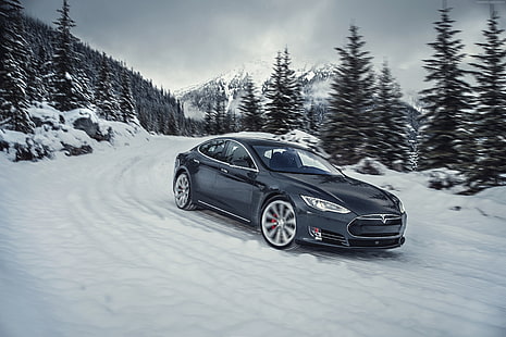 Tesla รุ่น S P85D, รถยนต์ไฟฟ้า, รถสปอร์ต, รถยนต์ไฟฟ้าที่เร็วที่สุด, รถ SUV, สีดำ, วอลล์เปเปอร์ HD HD wallpaper
