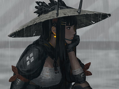  GUWEIZ, samurai, artwork, warrior, drawing, Z.W. Gu, fantasy girl, HD wallpaper HD wallpaper