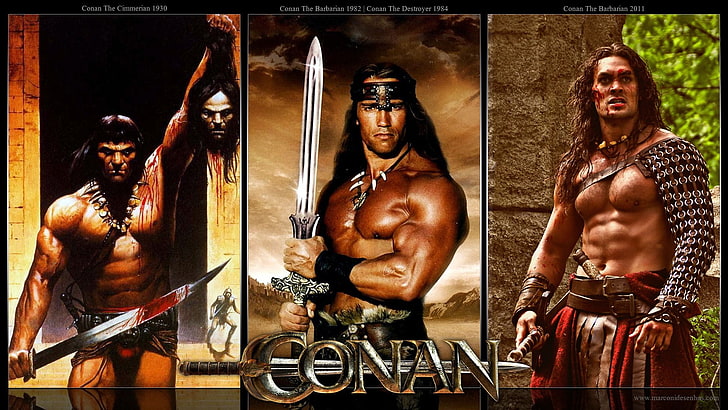 films, Conan le barbare, Arnold Schwarzenegger, collage, Fond d'écran HD