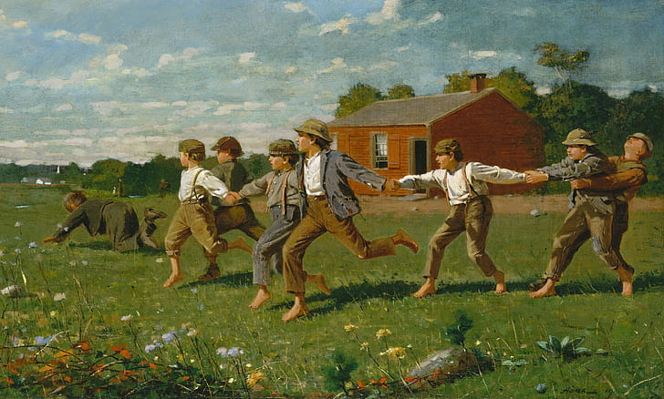 children, the game, picture, Winslow Homer, Tie A Whip, HD wallpaper