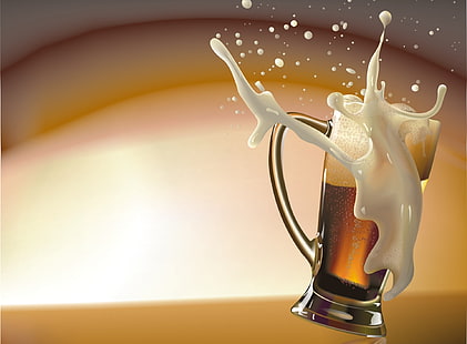 Birra alla spina, boccale di birra in vetro trasparente, Aero, Arte vettoriale, Bozza, Birra, Sfondo HD HD wallpaper