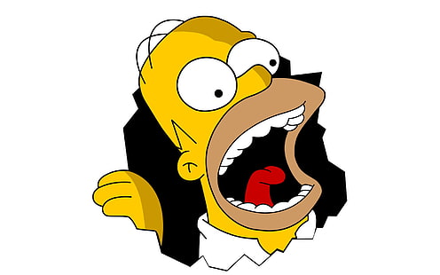 The Simpsons Homer White Eating HD, desenhos animados / quadrinhos, branco, simpsons, homer, comendo, HD papel de parede HD wallpaper