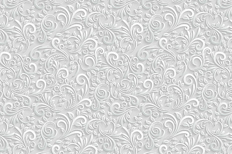 бяло растение цифрови тапети, листа, модел, обем, HD тапет HD wallpaper