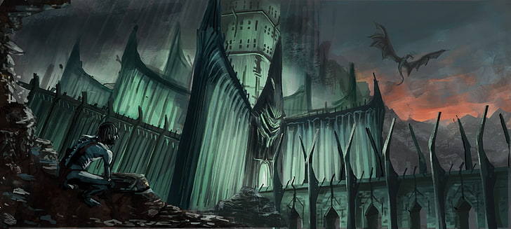 Papel de parede digital do filme O Senhor do Anel, Gollum, Smeagol, Minas Morgul, Terra-média: Mordor, Nazgûl, O Senhor dos Anéis, arte de fantasia, HD papel de parede