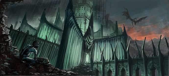 반지의 제왕 영화 디지털 벽지, Gollum, Smeagol, Minas Morgul, 중간계 : Mordor, Nazgûl, 반지의 제왕, 판타지 아트, HD 배경 화면 HD wallpaper