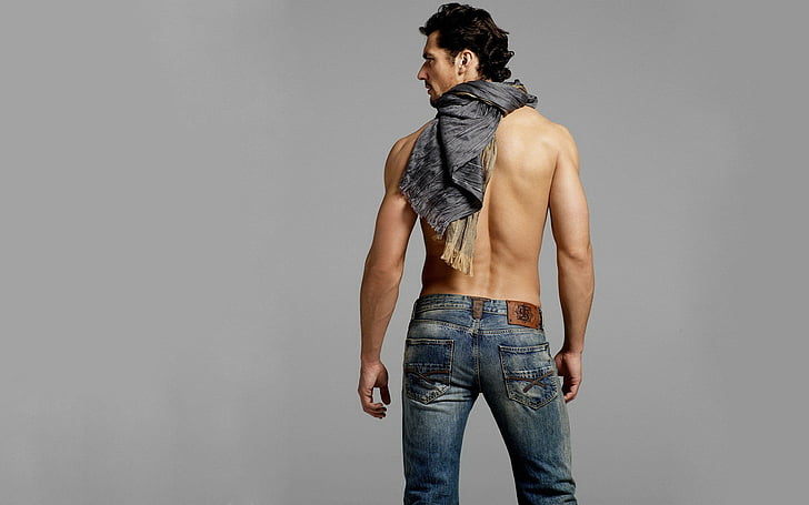 back, body, jeans, male, man, model, HD wallpaper