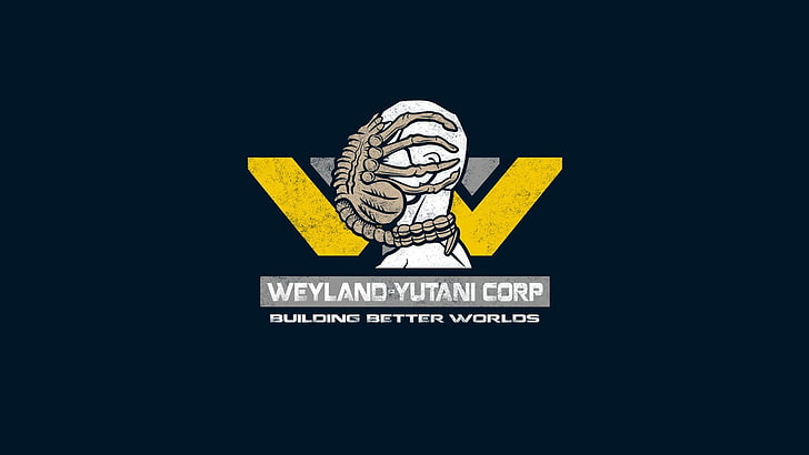 Weyland-Yutani Corp, 외계인, 파란색 배경, 그래픽, 로고, 타이포그래피, HD 배경 화면