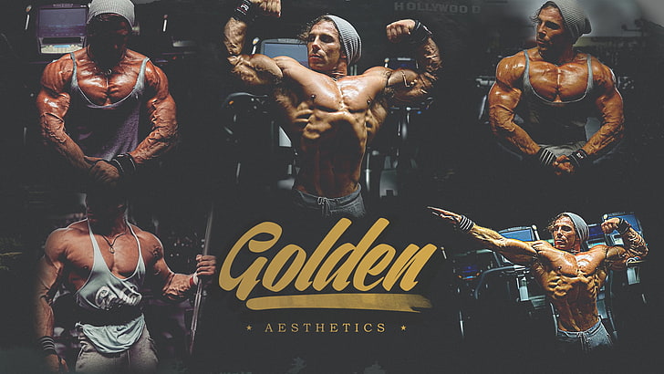 canotta grigia da uomo collage, Artemus Dolgin, bodybuilding, skinny, modello fitness, Sfondo HD