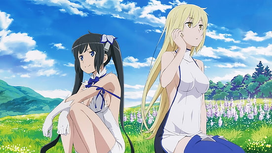 Anime, est-il faux d'essayer de ramasser des filles dans un donjon?, Aiz Wallenstein, DanMachi, Hestia (DanMachi), Fond d'écran HD HD wallpaper
