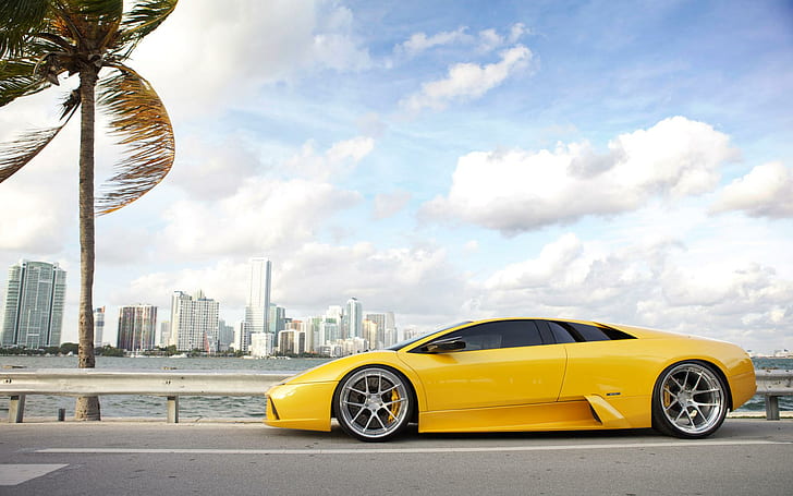 Lamborghini Murcielago ADV1 Wheels, yellow sport car, lamborghini, murcielago, wheels, adv1, cars, HD wallpaper