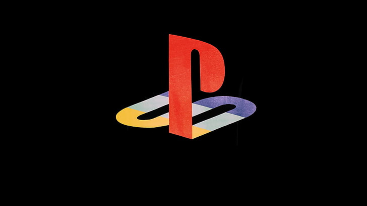 Logo Sony PlayStation, PlayStation, PSP, Sony, sederhana, minimalis, logo, latar belakang hitam, hitam, Wallpaper HD