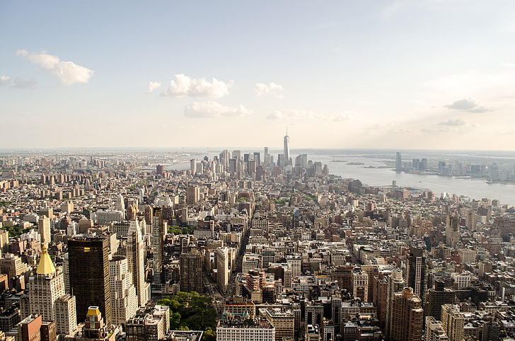 градски пейзаж, град, Ню Йорк, Манхатън, небостъргач, HD тапет
