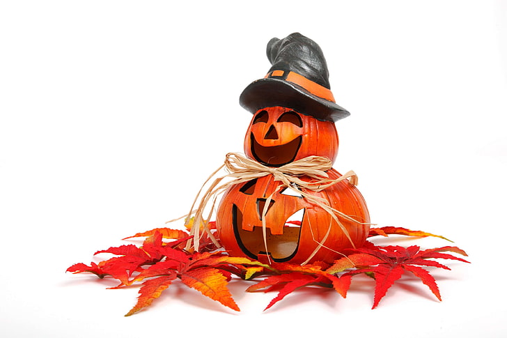 outono, decoração, cair, engraçado, cabaça, dia das bruxas, cabeça, férias, isolado, lanterna, folha, boca, outubro, laranja, abóbora, temporada, sazonal, sorriso, HD papel de parede