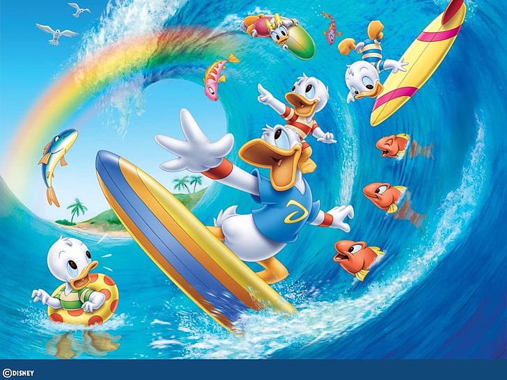 anime baby Donald Duck Surfing !!! Anime Other HD Art , Blue, anime, FISH, baby, Donald Duck, dui, HD wallpaper