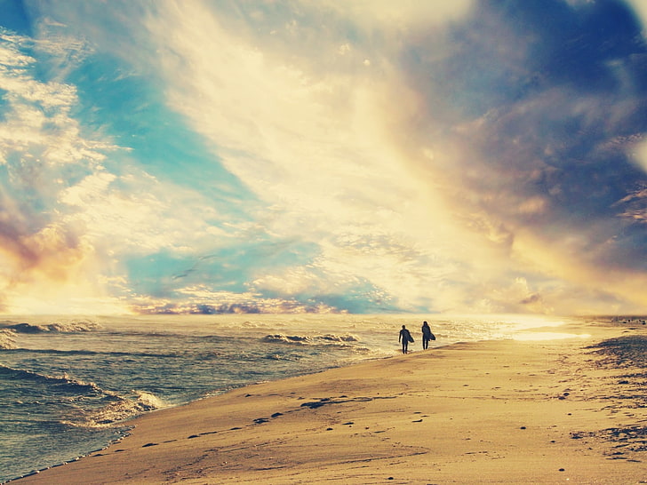 Gewässer, Strand, Meer, Himmel, Wolken, Landschaft, Natur, HD-Hintergrundbild