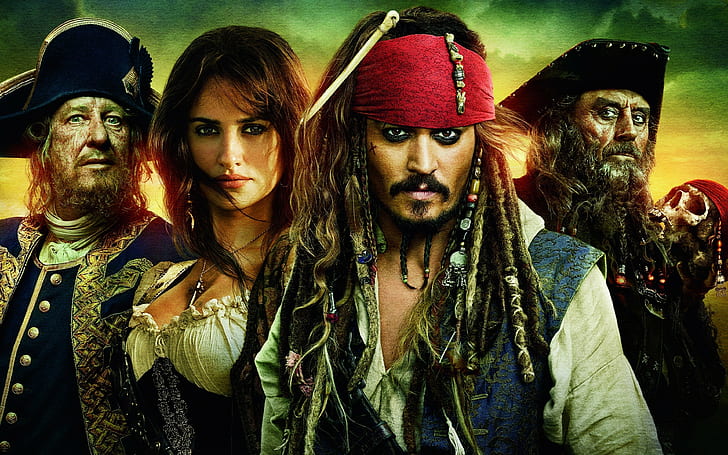 filmy, Piraci z Karaibów, Jack Sparrow, Johnny Depp, Penelope Cruz, Piraci z Karaibów: Na nieznanych wodach, Tapety HD